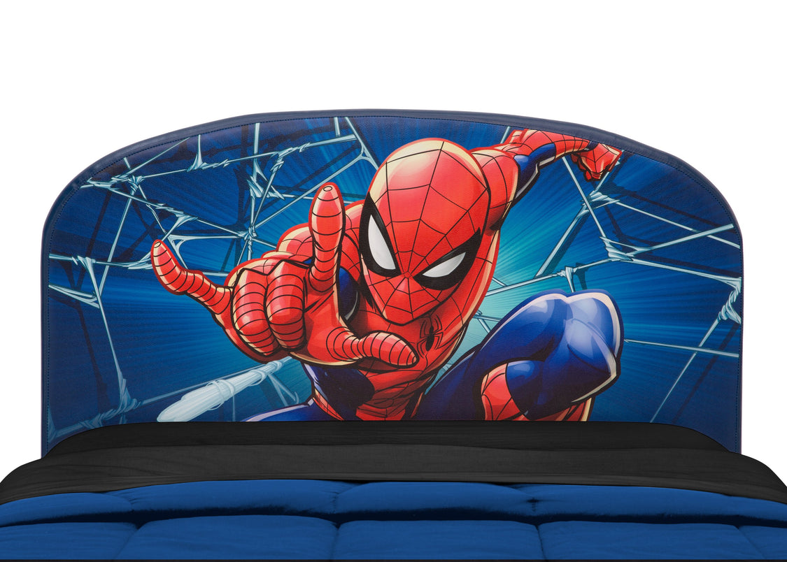 Delta Children Spider-Man Upholstered Twin Bed Spider-Man (1163), Headboard Detail View