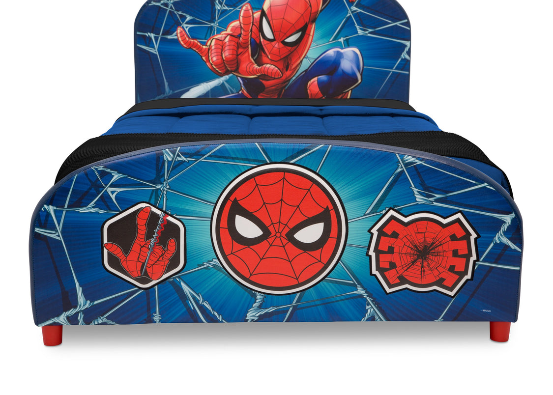 Delta Children Spider-Man Upholstered Twin Bed Spider-Man (1163), Footboard Detail View