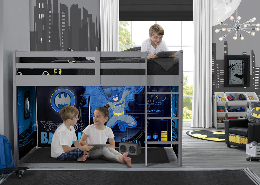 Batman (1200) 2-Batman Loft Bed Tent - Curtain Set for Twin Loft Bed (Bed Sold Separately)