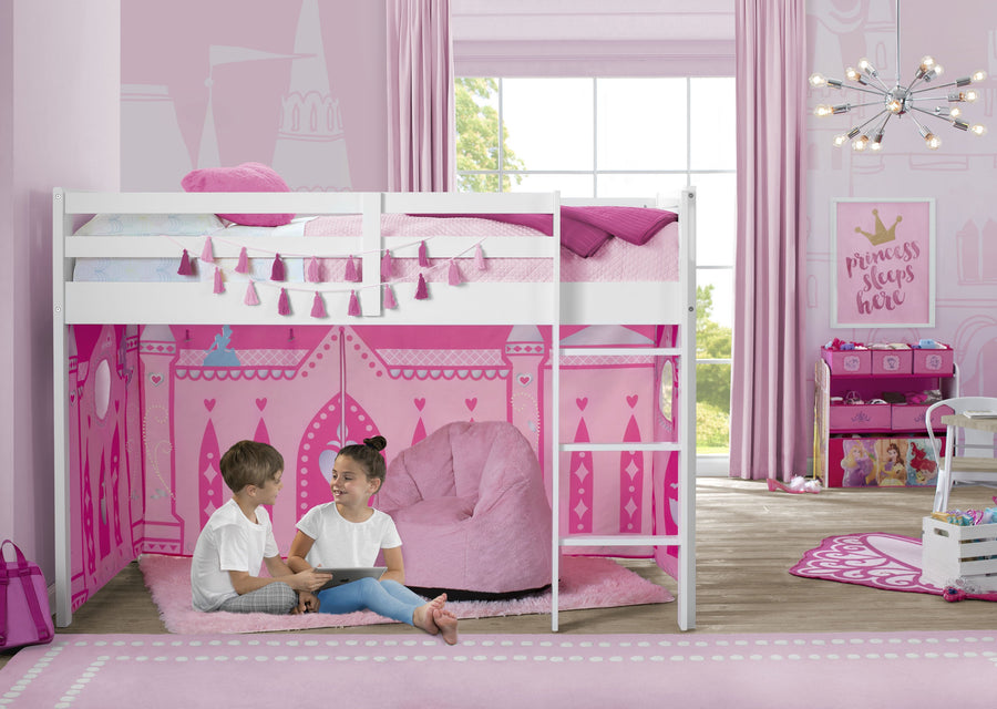 Disney Princess Loft Bed Tent (1034) 2-Princess Loft Bed Tent - Curtain Set for Twin Loft Bed (Bed Sold Separately)