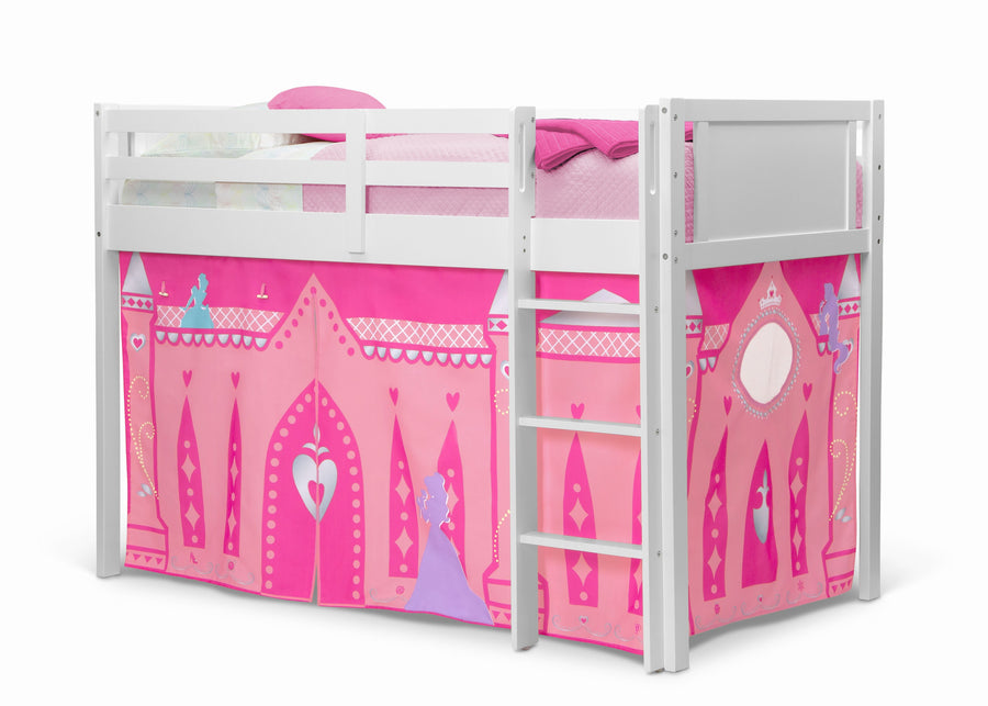 Disney Princess Loft Bed Tent (1034) 5-Princess Loft Bed Tent - Curtain Set for Twin Loft Bed (Bed Sold Separately)