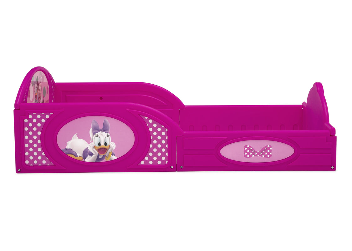 Delta Children Minnie Mouse (1063) Plastic Sleep and Play Toddler Bed, Side Silo View