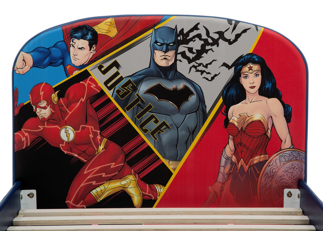 Delta Children DC Comics Justice League Upholstered Twin Bed Justice League (1215), Headboard View a3a