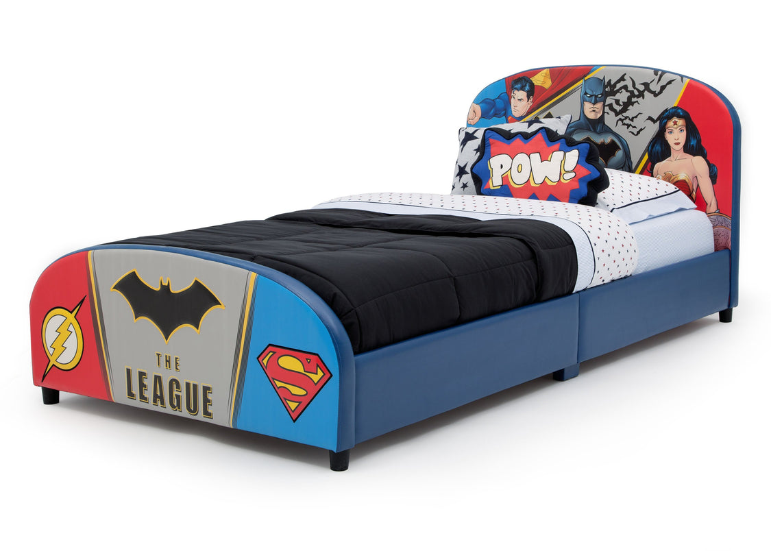 Delta Children DC Comics Justice League Upholstered Twin Bed Justice League (1215), Left View a3a