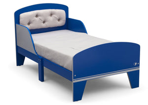 Delta Children Blue And Grey Jack and Jill Toddler Bed with Upholstered Headboard Style 1, Right View a2a 3