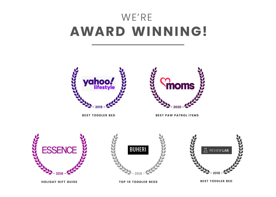 Award badges for Best Toddler Bed, Best Paw Patrol Items, Holiday GIft Guide, Top 10 Toddler Beds and Best Toddler Bed Paw Patrol 1121 6-PAW Patrol Plastic Toddler Bed