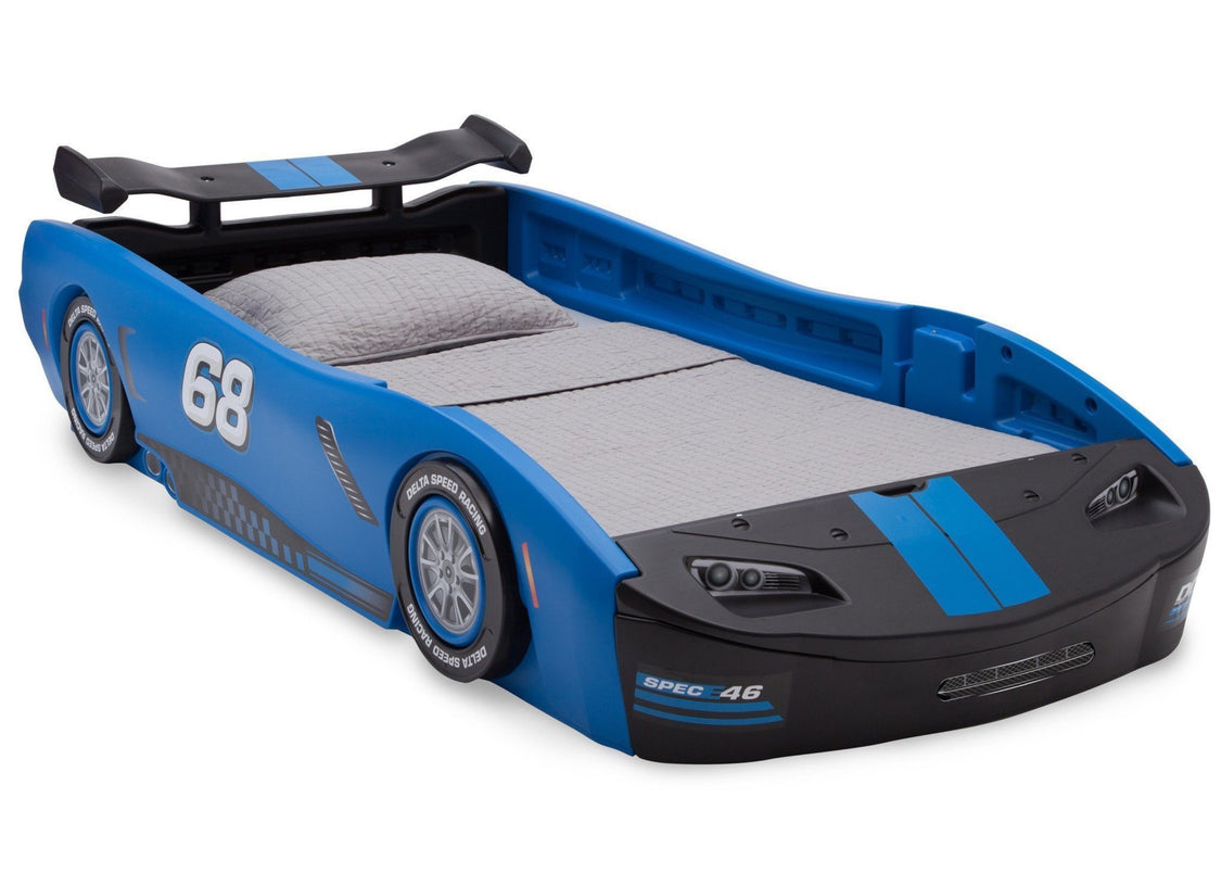Delta Children Turbo Race Car Twin Bed, Blue and Black (485), Right View a3a