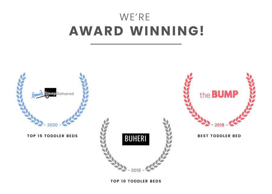 Award badges for Top 15 Toddler Beds, Top 10 Toddler Beds and Best Toddler Bed Disney Princess 1034 8-Princess Canopy Toddler Bed