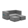 Grey Suede (5000) 6-Convertible Sofa and Play Set for Kids and Toddlers Modular Foam Couch and Flip Out Lounger with 2 Ottomans