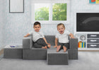 Grey Suede (5000) 1-Convertible Sofa and Play Set for Kids and Toddlers Modular Foam Couch and Flip Out Lounger with 2 Ottomans