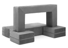 Grey Suede (5000) 9-Convertible Sofa and Play Set for Kids and Toddlers Modular Foam Couch and Flip Out Lounger with 2 Ottomans