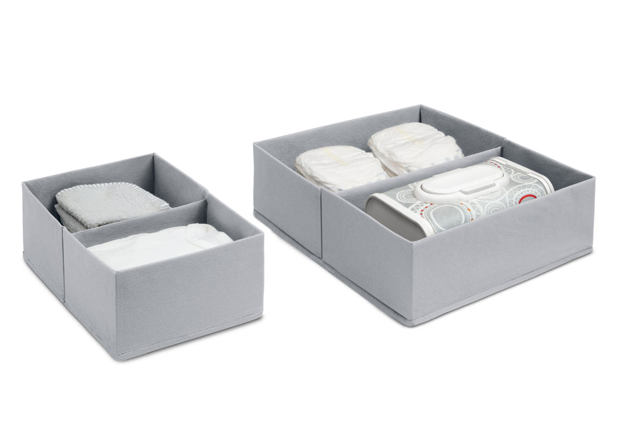 Grey Suede (5000) 10-7-Piece Essential Changing Table Set - Newborn Baby Gift Set for Boys and Girls – Set Includes Changing Pad, Plush Changing Pad Cover, 3 Changing Pad Liners and 2 Storage Bins