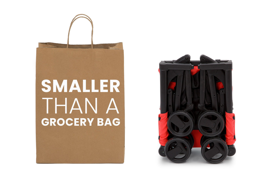 Delta Children Ultimate Fold N Go Compact Travel Stroller Red (2023), smaller than a grocery bag a3a
