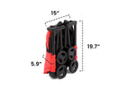 Delta Children Ultimate Fold N Go Compact Travel Stroller Red (2023), folded view with dimensions a3a 2-The Clutch Stroller