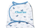 Boy (5003) 4-Personalized Little Lambs Adjustable Swaddle Wrap - 100% Cotton - Size Small/Medium, Fits Babies 0-3 Months/7-14 lbs.