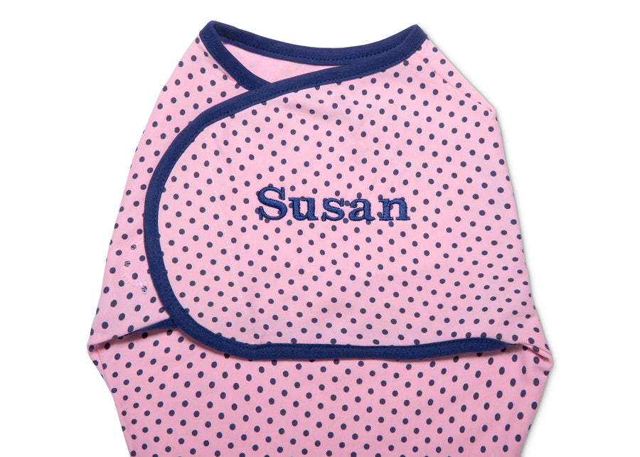 Girl (5004) 8-Personalized Little Lambs Adjustable Swaddle Wrap - 100% Cotton - Size Small/Medium, Fits Babies 0-3 Months/7-14 lbs.