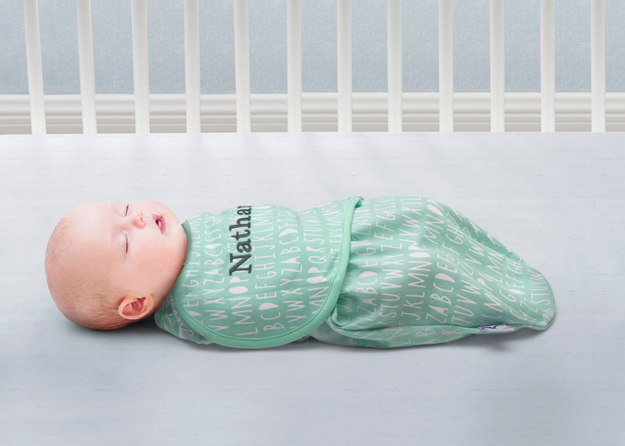 Unisex (5005) 9-Personalized Little Lambs Adjustable Swaddle Wrap - 100% Cotton - Size Small/Medium, Fits Babies 0-3 Months/7-14 lbs.