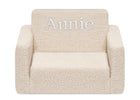 Cream Sherpa (5030) 8-Personalized Cozee Flip-Out Sherpa 2-in-1 Convertible Chair to Lounger for Kids