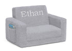 Grey Sherpa (5031) 3-Personalized Cozee Flip-Out Sherpa 2-in-1 Convertible Chair to Lounger for Kids