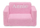 Pink Sherpa (5032) 10-Personalized Cozee Flip-Out Sherpa 2-in-1 Convertible Chair to Lounger for Kids