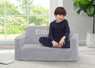 Grey Sherpa (5031) 8-Personalized Cozee Flip-Out Sherpa 2-in-1 Convertible Sofa to Lounger for Kids