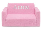 Pink Sherpa (5032)  2-Personalized Cozee Flip-Out Sherpa 2-in-1 Convertible Sofa to Lounger for Kids