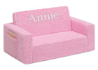 Pink Sherpa (5032)  3-Personalized Cozee Flip-Out Sherpa 2-in-1 Convertible Sofa to Lounger for Kids