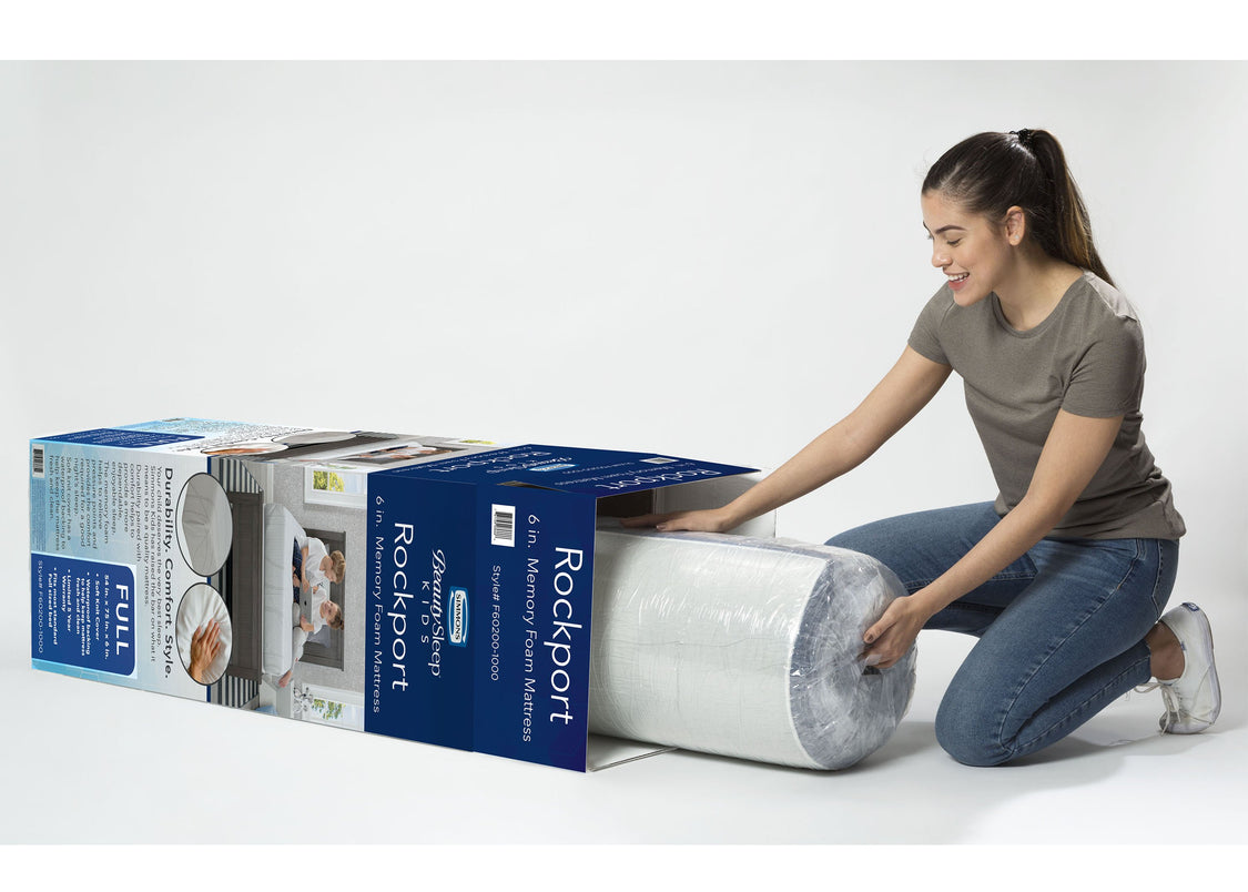 BeautySleep KIDS Rockport 6-inch Twin Memory Foam Mattress (T60200-1000), box view a5a