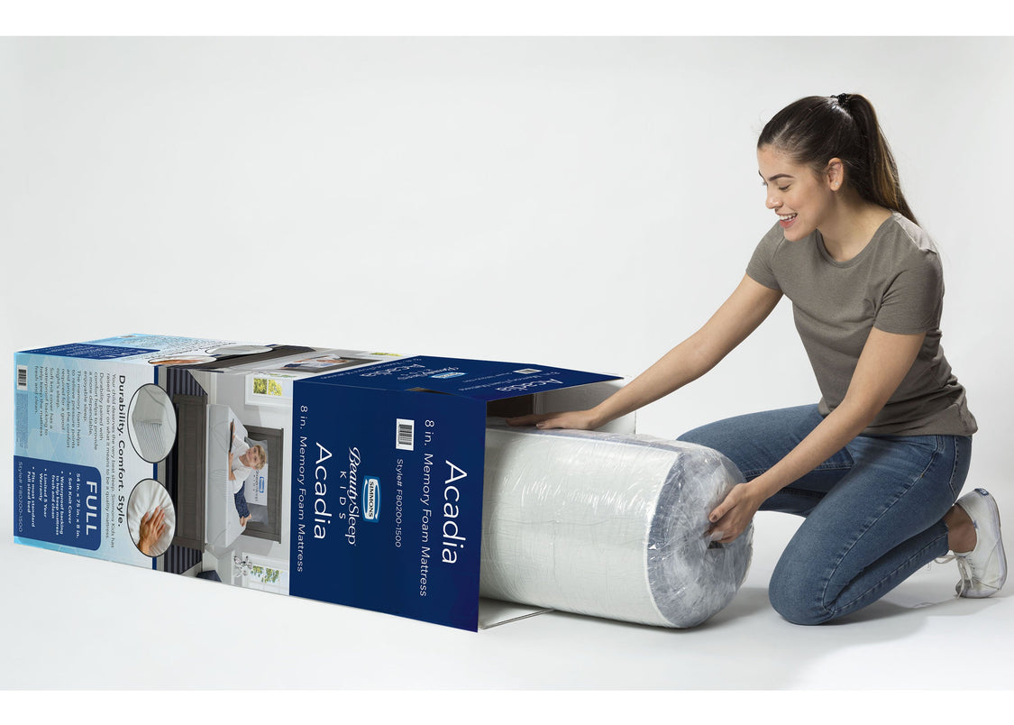 BeautySleep KIDS Acadia 8-inch Full Memory Foam Mattress (F80200-1500), box view b5b