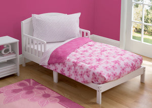 Girl 4-Piece Toddler Bedding Set, Floral and Polka Dot (2000) a1a 44