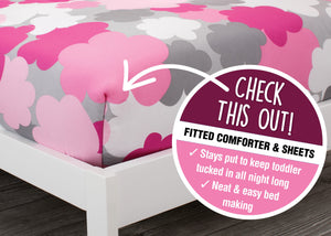 Girl 4-Piece Toddler Bedding Set, Pink Clouds (2003) c2c 2