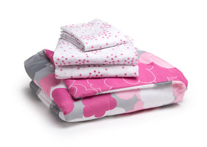 Girl 4-Piece Toddler Bedding Set, Pink Clouds (2003) c4c 19