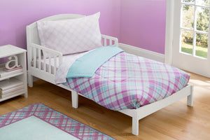 Girl 4-Piece Toddler Bedding Set, Plaid and Gingham (2004) d1d 56