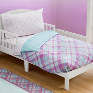 Girl 4-Piece Toddler Bedding Set, Plaid and Gingham (2004) d1d 168