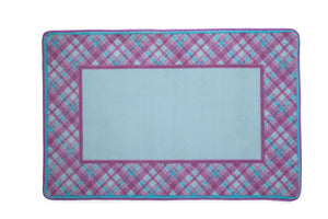 Girls Soft Kids Area Rug, Purple Pink & Turquoise Plaid (2004) c2c 2