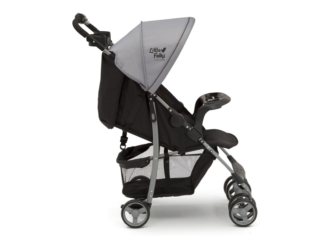 Little Folks Grey (2172) Classic Tour Stroller by Delta Children, Side Silo View