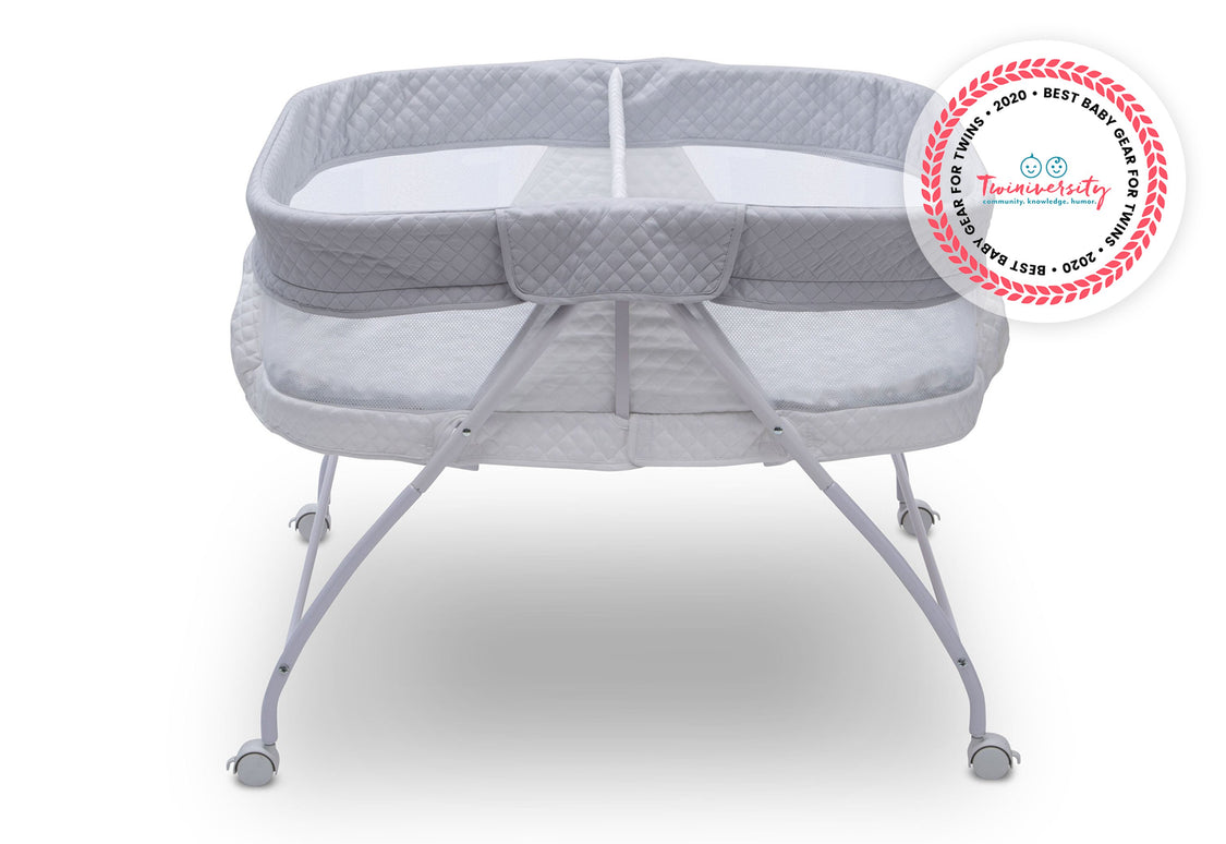 Little Folks by Delta Children Aqua Geo (2040) Twin EZ Fold Ultra Compact Double Bassinet