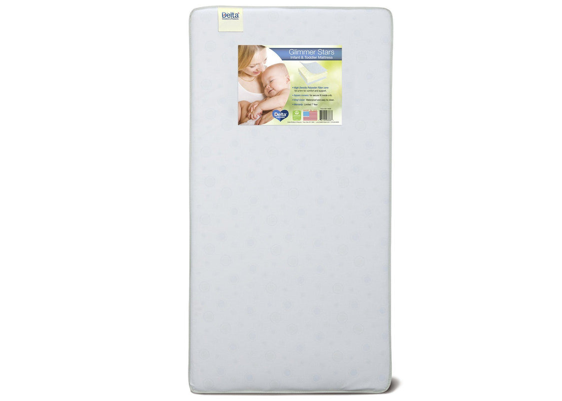 Delta Children Glimmer Stars Crib and Toddler Mattress Front View a3a No Color (NO)