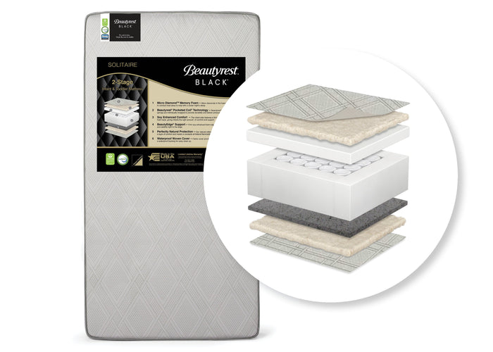 Beautyrest Black Solitaire 2-Stage Crib and Toddler Mattress, Cutout View 2-Beautyrest Black Solitaire 2-Stage Crib and Toddler Mattress