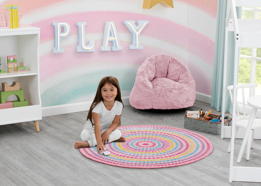 Rainbow Dot (3023) 1-Rainbow Dot Round Area Rug for Kids, 39-Inch