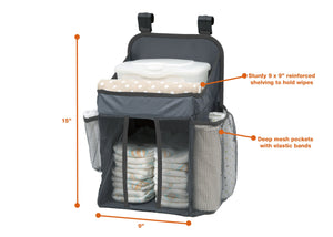 Delta Children Satellite (094) Universal Hanging Organizer for Play Yards, Pack ‘n Plays & Playpens Measured Left View a4a 3