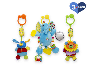 Delta Children Stroller/Car Seat Activity and Teething Toys for Babies, 3-Piece Set, Elephant & Friends (999), Main View 0