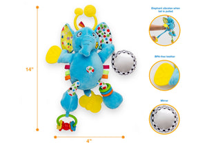 Delta Children Stroller/Car Seat Activity and Teething Toys for Babies, 3-Piece Set, Elephant & Friends (999), Measured Elephant View 4