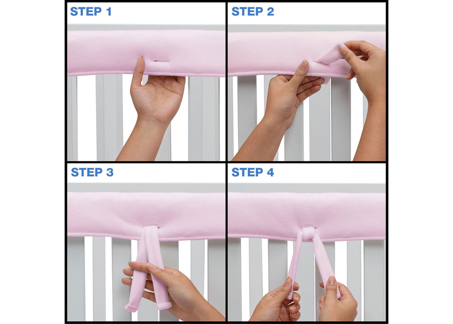 Pink (654) 7-Waterproof Fleece Crib Rail Covers/Protectors for Short Side Rails, 2 Pack