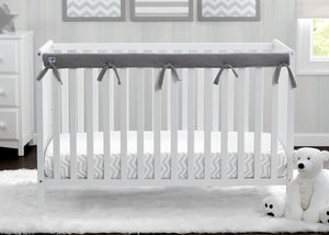 Delta Children Grey (026) Waterproof Fleece Crib Rail Cover/Protector for Long Front or Back Rail, 1 Pack, Lifestyle View 0