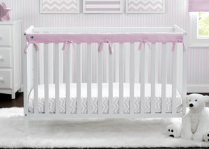 Delta Children Pink (654) Waterproof Fleece Crib Rail Cover/Protector for Long Front or Back Rail, 1 Pack, Lifestyle View 2