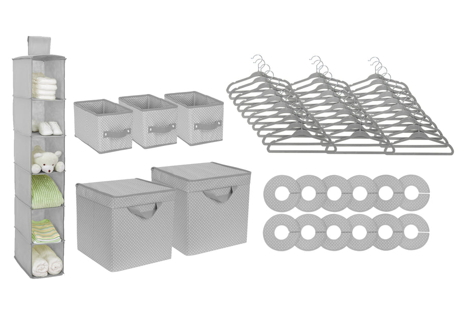 Delta Children Dove Grey (058) 48 Piece Nursery Storage Set, Silo a2a 2-48 Piece Nursery Storage Set