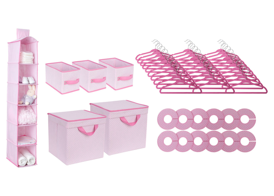 Delta Children Barely Pink (689) 48 Piece Nursery Storage Set, Silo f2f