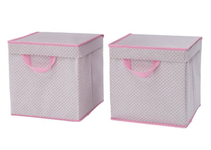 Delta Children Pink Polka Dots (693) 2-Pack Lidded Storage Bins (SS2165), Hangtag, f2f 27
