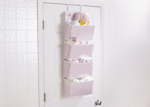 Delta Children Gingham Pink (689) Deluxe Water-Resistant 4 Pocket Hanging Wall Organizer e1e 1